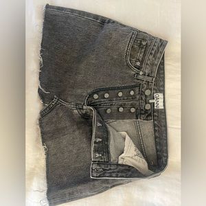 GANNI black denim skirt
